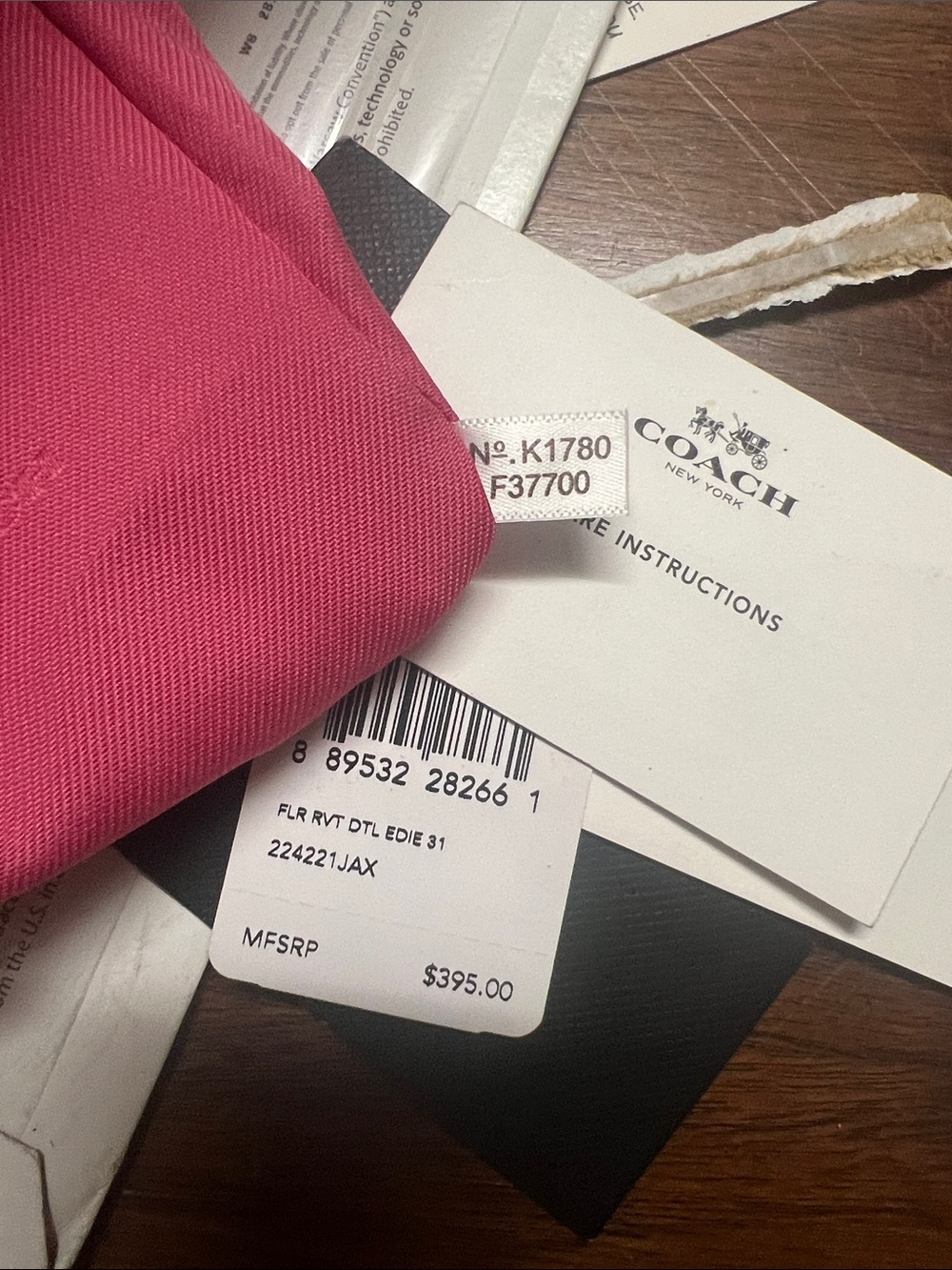 Coach Edie Dahlia Rivet Gunmetal Pink Pebbled Leather Shoulder Bag - Picture 11 of 11